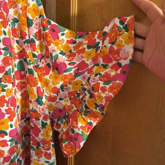 Dreamara Plus Allover Floral Print Flounce Sleeve Peplum Blouse size curve 4XL - Picture 4 of 7